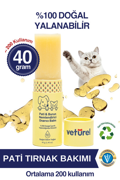 Veturel Kedi Pati Balmı %100 Doğal Nemlendirici Stick Dirsek Burun Koruyucu O...