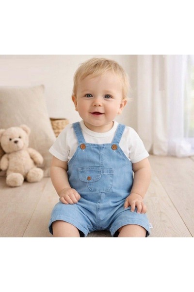 Jolly Joy Tshirt Denim Salopet Takim Blue