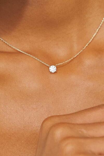 Crystal Diamond Zirconia 0.30 Karat Tektaş Kolye