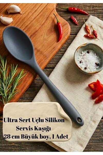 TARIK HOME Gri 28 Cm Ultra Sert Uçlu Yüksek Isıya Dayanıklı Silikon Servis Ka...
