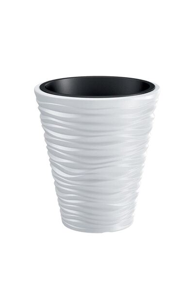 Strend Pro Ghiveci decorativ de flori, rotund, alb, 34.5x38.5 cm, Sand