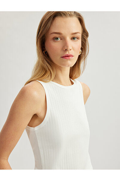 Koton Slim Fit Αμάνικο Πλήρωμα Λαιμόκοψη Βαμβακερό Ριμπ Εσωρούχο