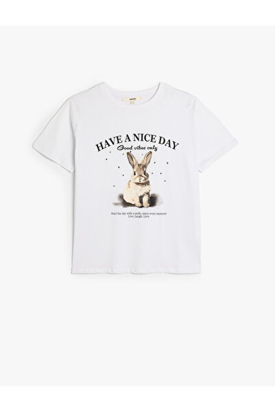 Koton Tricou din bumbac cu mânecă scurtă cu imprimeu iepure