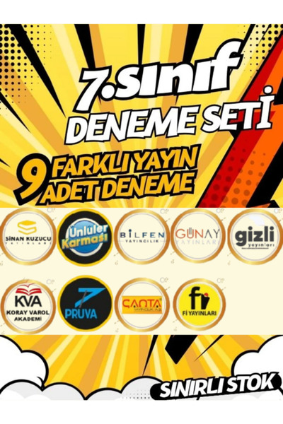 Fenomen Yayıncılık 7. Sınıf LGS Ön Hazırlık Deneme Seti 8+1 Adet Tüm Yıl Aylı...