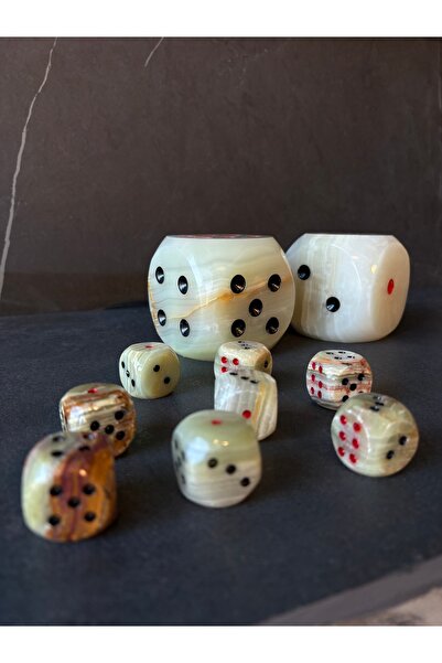 PEARL Doğal Onyx Mermer Zar Seti – Dekoratif Oyun Zarı & Masa Aksesuarı