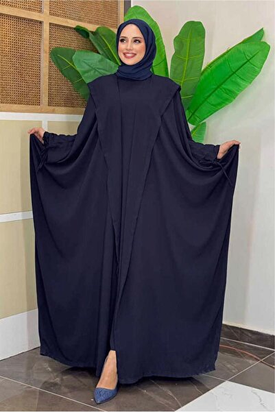 TRENDTESETTÜR KADIN LACİVERT ELBİSELİ ABAYA TAKIM T 31007