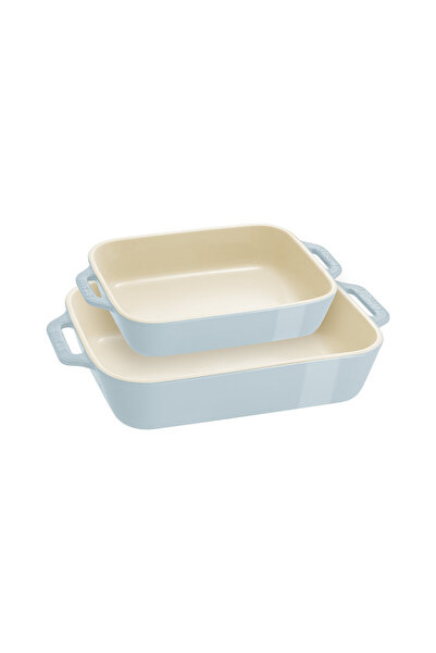 STAUB Seramik Fırın Kabı Seti 2'li Açık Mavi