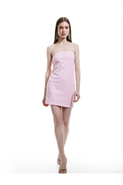 Koton Στράπλες Μίνι φόρεμα Bodycon με πέτρινη λεπτομέρεια