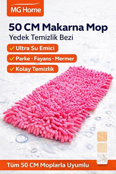 VENON 1 Adet 🟣 50 Cm Makarna Mop 🟣 Mikrofiber Yedek Paspas Temizlik Bezleri...