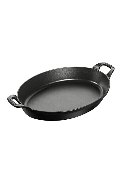 STAUB Cast Iron Plate Oval 32 cm Black