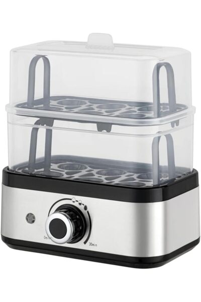 Biki جهاز سلق البيض – سعة 12 بيضة، 400 واط، ستانلس ستيل مع إيقاف تلقائي- TEB1414