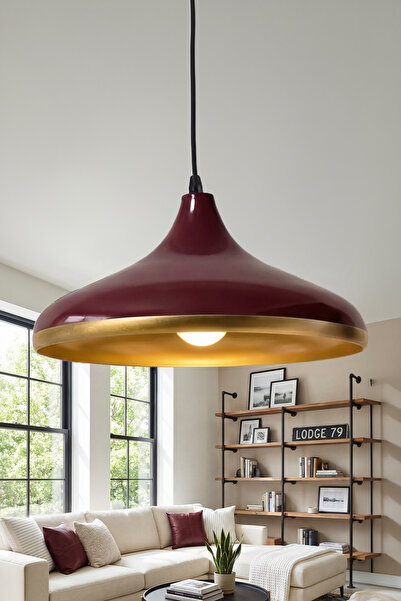 Marrien Nova Modern Tekli Bordo Gold Metal Sarkıt (35 cm) Salon, Mutfak & Caf...
