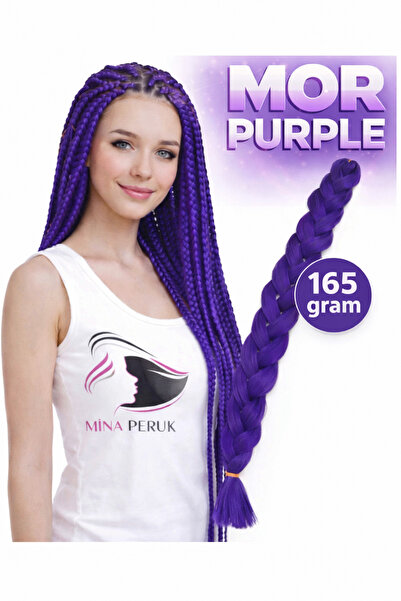 Mina Peruk Mor Afrika Örgü Saçı PURPLE2 165 Gram | Rasta, Box Braid Sentetik Saç