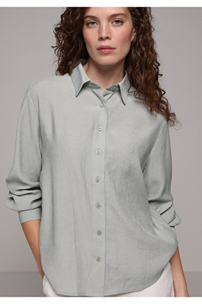 Colin's Regular Fit Shirt Neck Plain Women's Green Long Sleeve Shirt