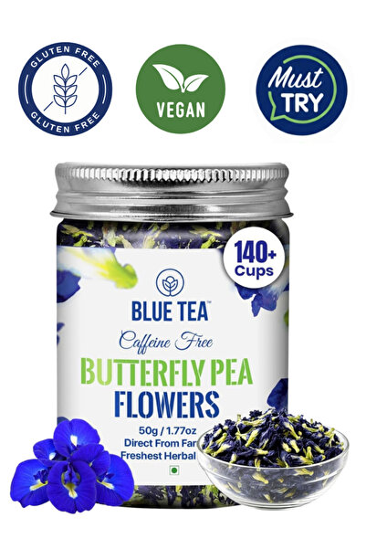 BLUE TEA Butterfly Pea Flower Tea, Natural Colorant, Caffeine-Free, 50g, Non-GMO