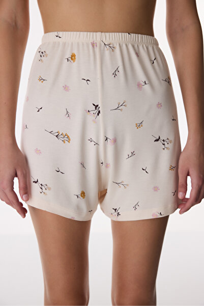 Penti Pantaloni scurți cu model Margot bej, pentru pijamale