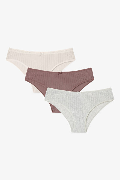 Penti Chiloți colorați Woody din 3 piese Pointel Slip