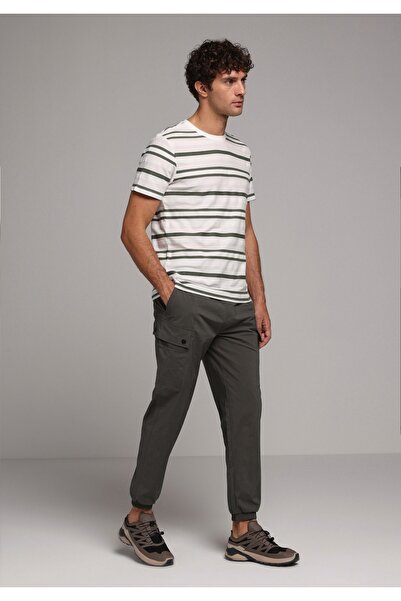 Colin's Slim Fit Mid Waist Elastic Leg Men's Green Trousers