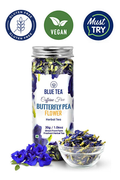 BLUE TEA Butterfly Pea Flower Herbal Tea, Antioxidant, Caffeine-Free, 30g (60...