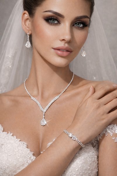 Renkada White Drop Stone Hürrem Sultan Jewelry Set Gift Jewelry Set