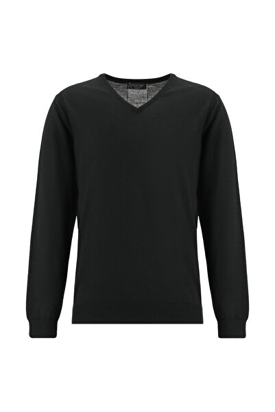 Abdullah Kiğılı V-Neck Regular Fit Wool Knitwear Sweater