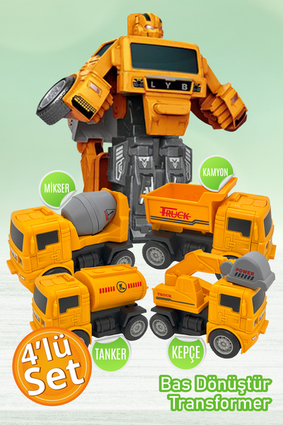 SmartFox Robota Dönüşebilen Çek Bırak Oyuncak Iş Makineleri / Inşaat Araçları...