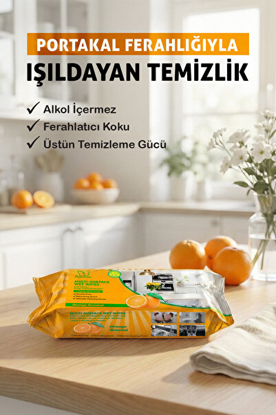 Papilion Çok Amaçlı Islak Temizlik Mendili 80’li Portakal Kokulu Yüzey Temizl...