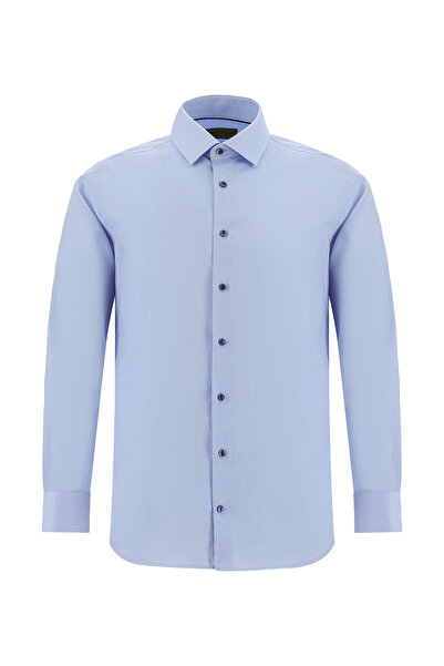 Kiğılı قميص قطني كلاسيكي بأكمام طويلة وقصة ضيقة غير حديدية من أكسفورد