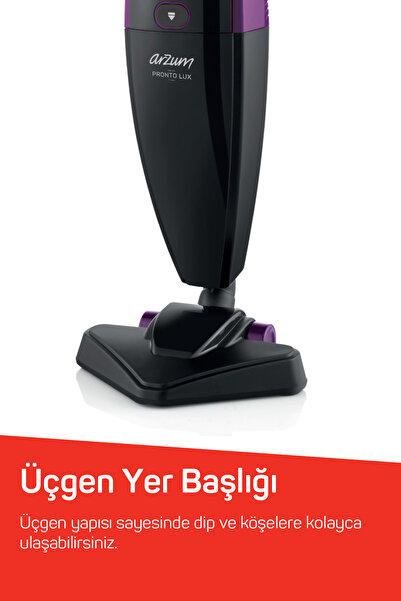 Arzum AR4075 Pronto Lux 2‘si 1 Arada Dikey Elektrikli Süpürge 800W, 1,5 L Toz Haznesi, Mürdüm