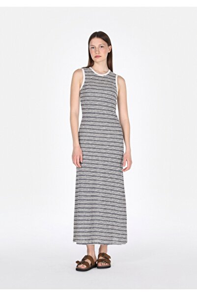 Colin's Slim Fit Striped Women's Navy Blue Sleeveless Dress