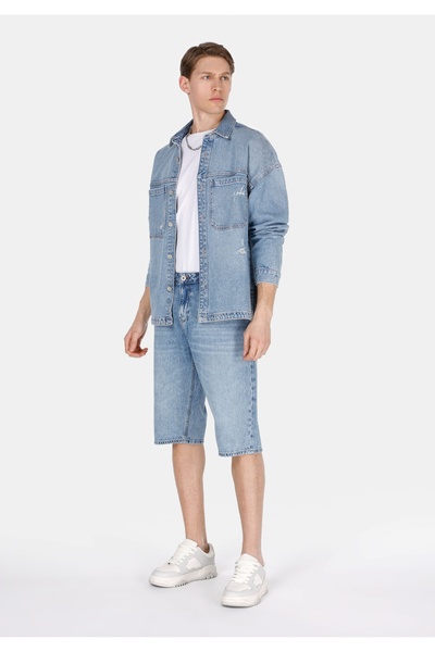 Colin's Ανδρικό τζιν σορτς Indigo με ίσια γραμμή και μεσαία μέση