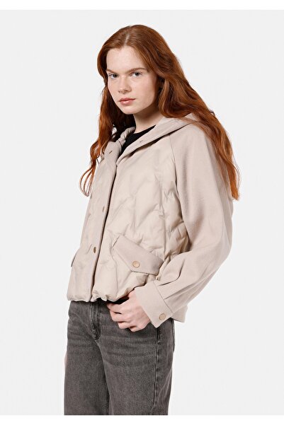 Colin's Γυναικείο μπεζ παλτό με κουκούλα κανονικής εφαρμογής