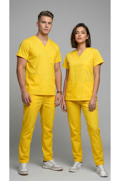 temex Medikal Üniforma Unisex Likrasız Alpaka Doktor Hemşire Alt Üst Takım Sc...