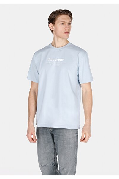 Colin's تي شيرت رجالي ذو رقبة دائرية وقصة مريحة باللون الأزرق قطن بأكمام قصيرة