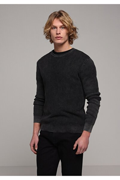Colin's Regular Fit Round Neck Jacquard Men's Anthracite Sweater