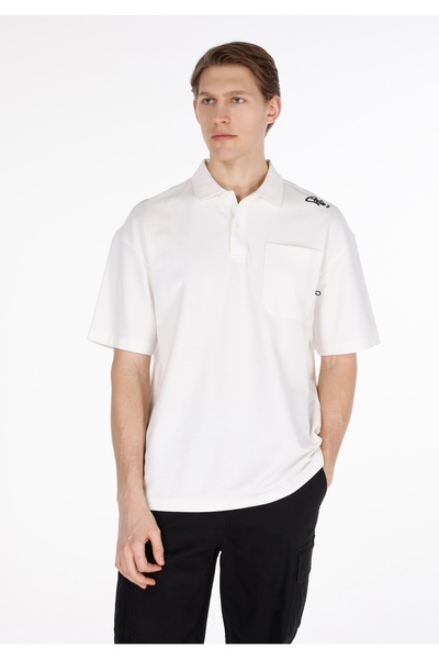 Colin's Tricou alb cu mânecă scurtă pentru bărbați, cu guler polo supradimens...