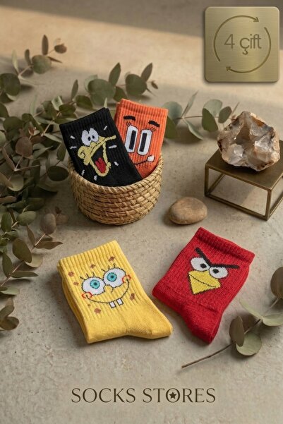 Esinti Кутия с 4 цветни чорапи на тема анимационни герои