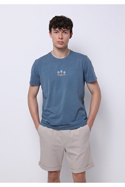 Colin's تي شيرت رجالي عادي ذو رقبة مستديرة وأكمام قصيرة باللون الأزرق