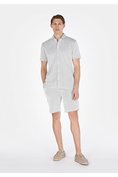 Colin's Pantaloni scurți gri pentru bărbați, cu dungi cu talie medie, cu croi...