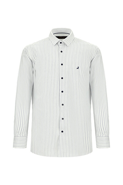 Abdullah Kiğılı Uzun Kol Regular Fit Çizgili Pamuk Gömlek