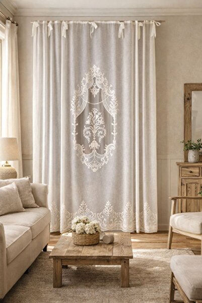 CASA NATURALE ستارة لوحة مطرزة بمظهر الكتان 7189-01-392