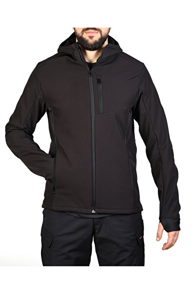 ervo tactical Jachetă neagră softshell, impermeabilă și rezistentă la vânt Ervo