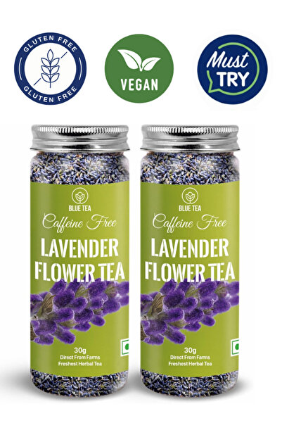 BLUE TEA Lavender Herbal Tea, Calming Floral Tea, Caffeine-Free, Pack of 2 (60g)