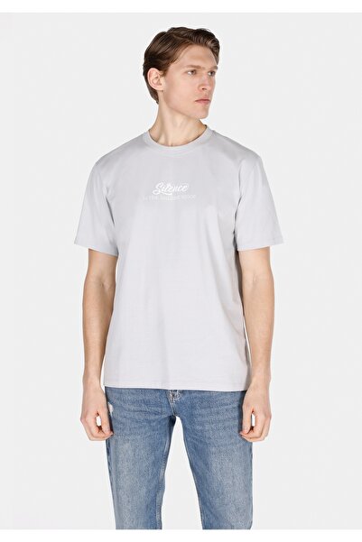 Colin's تي شيرت مريح برقبة دائرية سادة للرجال مطبوع باللون الرمادي بأكمام قصيرة