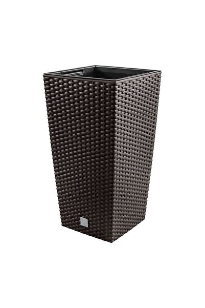 Prosperplast Ghiveci decorativ de flori, patrat 32.5x32.5x61 cm, imitatie rat...