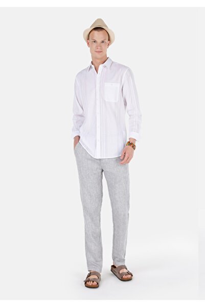 Colin's بنطلون رجالي من الكتان ذو قصة عادية وخصر متوسط ​​ومقدمة مستقيمة باللو...