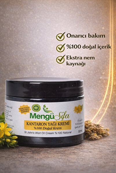 mengü şifa Kantaron Yağı Nemlendirici-onarıcı Bakım Kremi 50 ml %100 Doğal Pi...
