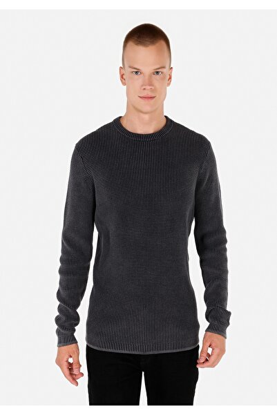 Colin's Regular Fit Cotton Lu Round Neck Jacquard Men's Anthracite Sweater