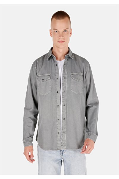Colin's Regular Fit Classic Collar Plain Men's Gray Long Sleeve Shirt