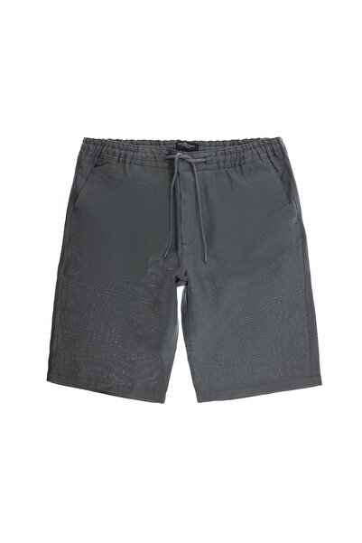 Kiğılı 6 Drop Regular Fit Standard Cut بخصر مطاطي ورباط K كتان شورت برمودا